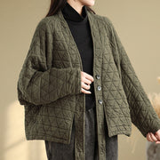 Buddha Stones Women's Buttons Long Sleeve Thickened Cotton Jacket With Pockets - image 5