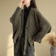 Buddha Stones Women's Buttons Long Sleeve Thickened Cotton Jacket With Pockets - image 7
