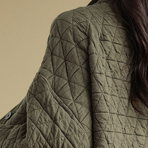 Buddha Stones Women's Buttons Long Sleeve Thickened Cotton Jacket With Pockets - image 11