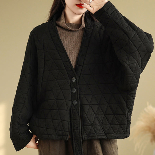 Buddha Stones Women's Buttons Long Sleeve Thickened Cotton Jacket With Pockets - image 17