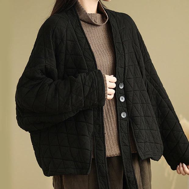 Buddha Stones Women's Buttons Long Sleeve Thickened Cotton Jacket With Pockets - image 15