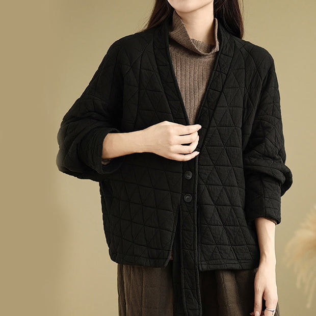 Buddha Stones Women's Buttons Long Sleeve Thickened Cotton Jacket With Pockets - image 18