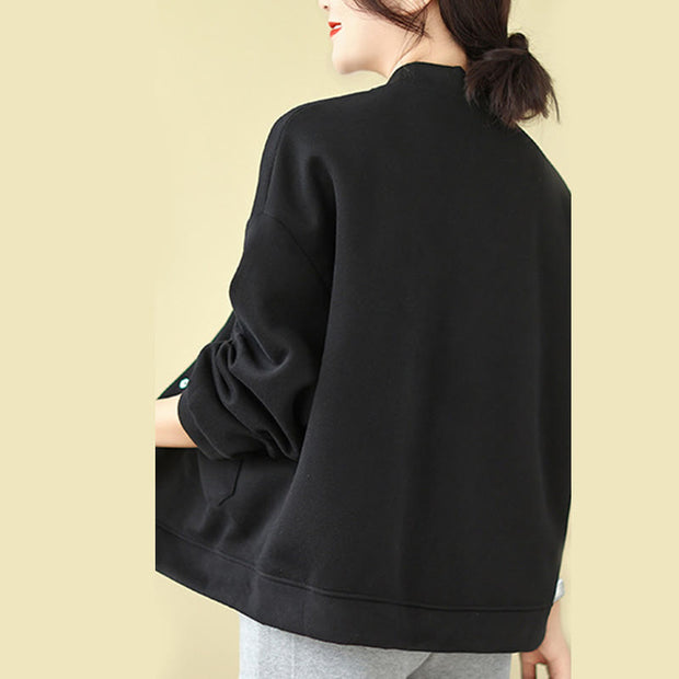Buddha Stones Plain Women's Buttons Crew Neck Long Sleeve Cotton Jacket With Pockets - image 3