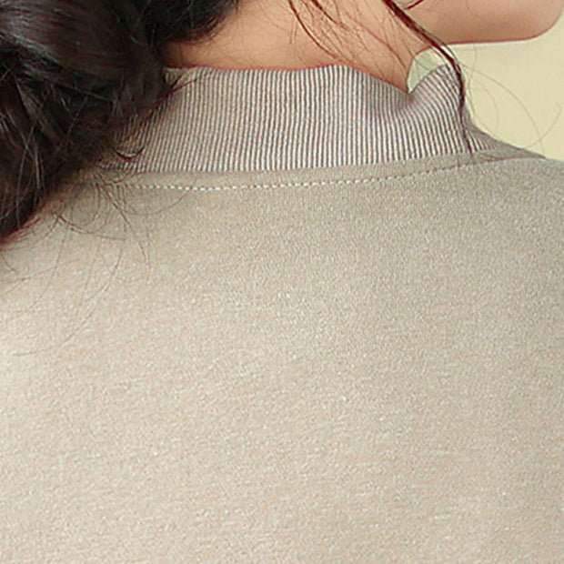 Buddha Stones Plain Women's Buttons Crew Neck Long Sleeve Cotton Jacket With Pockets - image 17