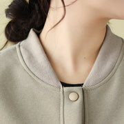 Buddha Stones Plain Women's Buttons Crew Neck Long Sleeve Cotton Jacket With Pockets - image 15