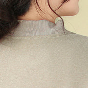 Buddha Stones Plain Women's Buttons Crew Neck Long Sleeve Cotton Jacket With Pockets - image 13