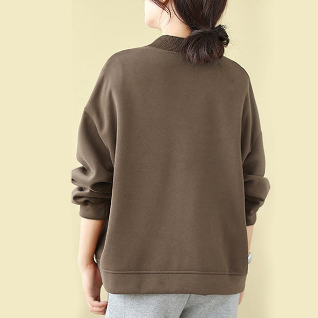 Buddha Stones Plain Women's Buttons Crew Neck Long Sleeve Cotton Jacket With Pockets - image 21