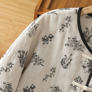 Buddha Stones Women's Embroidery Frog-button Long Sleeve Cotton Padded Jacket With Pockets - image 7