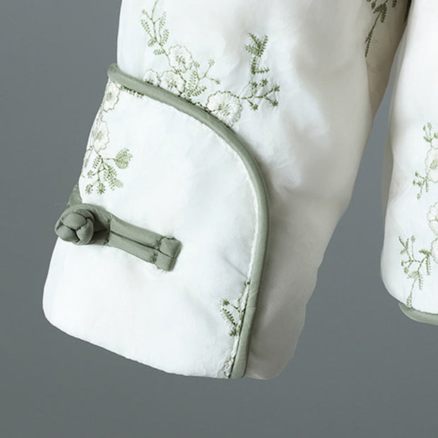 Buddha Stones Women's Embroidery Frog-button Long Sleeve Cotton Thicken Jacket With Pockets - image 9