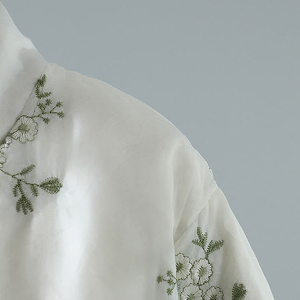 Buddha Stones Women's Embroidery Frog-button Long Sleeve Cotton Thicken Jacket With Pockets - image 11