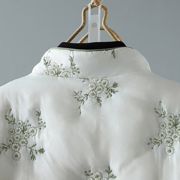 Buddha Stones Women's Embroidery Frog-button Long Sleeve Cotton Thicken Jacket With Pockets - image 8