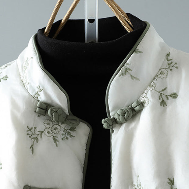 Buddha Stones Women's Embroidery Frog-button Long Sleeve Cotton Thicken Jacket With Pockets - image 3