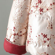 Buddha Stones Women's Jacquard Buttons Long Sleeve Cotton Thicken Jacket With Pockets - image 4