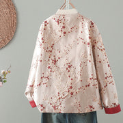 Buddha Stones Women's Jacquard Buttons Long Sleeve Cotton Thicken Jacket With Pockets - image 1