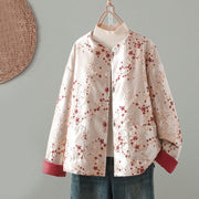 Buddha Stones Women's Jacquard Buttons Long Sleeve Cotton Thicken Jacket With Pockets - LavenderBlush - US14，UK/AU18，EU46 (2XL) - image 0