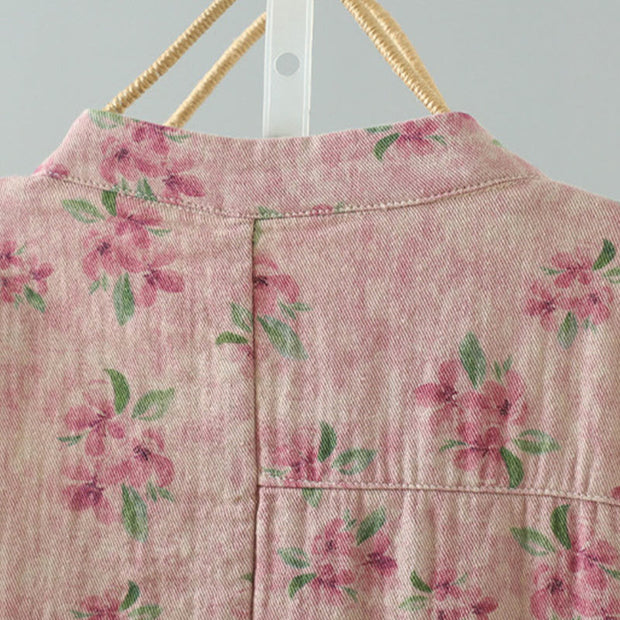 Buddha Stones Women's Print Flowers Frog-button Long Sleeve Polyester Jacket With Pockets - image 9
