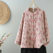 Buddha Stones Women's Print Flowers Frog-button Long Sleeve Polyester Jacket With Pockets - Pink - US14，UK/AU18，EU46 (2XL) - image 6