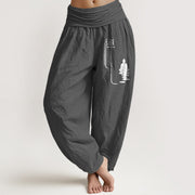 Buddha Stones Zen Buddhist Pattern Women's Elastic Waist Harem Cotton Pants - DimGray - US22，UK/AU26，EU54 (6XL) - image 8