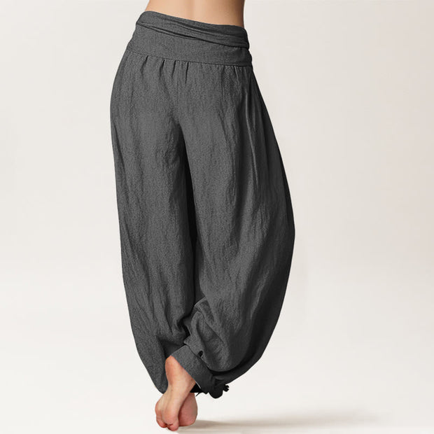 Buddha Stones Zen Buddhist Pattern Women's Elastic Waist Harem Cotton Pants - image 10
