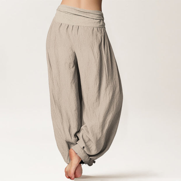 Buddha Stones Zen Buddhist Pattern Women's Elastic Waist Harem Cotton Pants - image 13