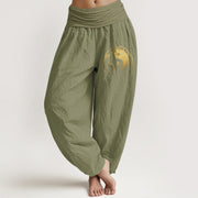 Buddha Stones Yin Yang Hand Pattern Women's Elastic Waist Harem Cotton Pants - OliveDrab - US22，UK/AU26，EU54 (6XL) - image 14