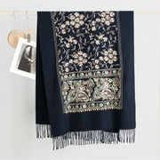 Buddha Stones Winter Brown-beige Small Flower Vine Cashew Flower Pattern Tassel Cozy Scarf Shawl - SteelBlue - 182*71cm - image 0