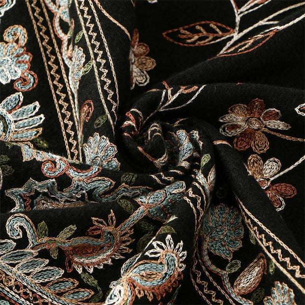 Buddha Stones Winter Brown-beige Small Flower Vine Cashew Flower Pattern Tassel Cozy Scarf Shawl - image 4