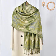 Buddha Stones Fall Cashew Flower Geometry Pattern Tassel Cozy Scarf Shawl - image 1