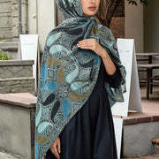 Buddha Stones Fall Cashew Flower Geometry Pattern Tassel Cozy Scarf Shawl - image 4