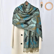 Buddha Stones Fall Cashew Flower Geometry Pattern Tassel Cozy Scarf Shawl - image 3