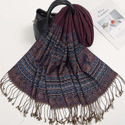 Buddha Stones Spring Cashew Flower Stripe Geometric Pattern Tassel Soft Scarf Shawl - image 5