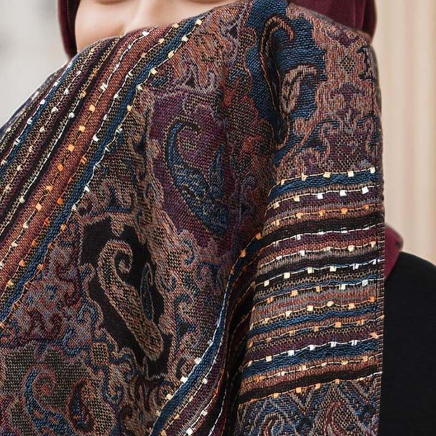 Buddha Stones Spring Cashew Flower Stripe Geometric Pattern Tassel Soft Scarf Shawl - image 7