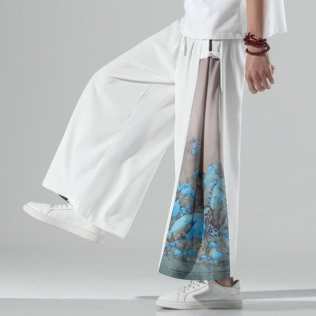 Buddha Stones Mountains Rivers Pattern Men's Wide Leg Pants With Pockets - image 15