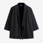 Buddha Stones Solid Color Lace-up Three Quarter Sleeve Open Front Jacket Men's Kimono - Black - US/UK/AU48，EU58(5XL) - image 2