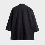 Buddha Stones Solid Color Lace-up Three Quarter Sleeve Open Front Jacket Men's Kimono - image 3