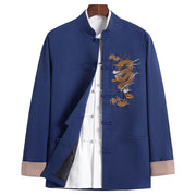 Buddha Stones Embroidery Dragon Frog-Button Desgin Long Sleeve Men's Jacket - SteelBlue - US/UK/AU44，EU54 (4XL) - image 14