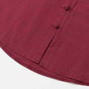Buddha Stones 2Pcs Plain Men's Frog-Button Long Sleeve Cotton Shirt Pants Set With Pockets - image 7