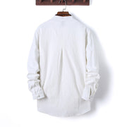 Buddha Stones 2Pcs Solid Color Men's Frog-Button Long Sleeve Cotton Shirt Pants Set With Pockets - image 12