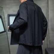 Buddha Stones Spring Men's Solid Color Buttons Design Long Sleeve Shirt - image 4