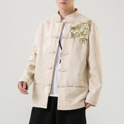 Buddha Stones Bamboo Dragon Frog-Button Desgin Long Sleeve Men's Jacket - Cornsilk - US/UK/AU46，EU56 (5XL) - image 24