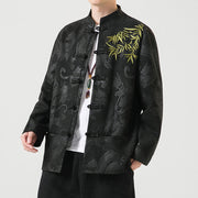 Buddha Stones Bamboo Dragon Frog-Button Desgin Long Sleeve Men's Jacket - image 5