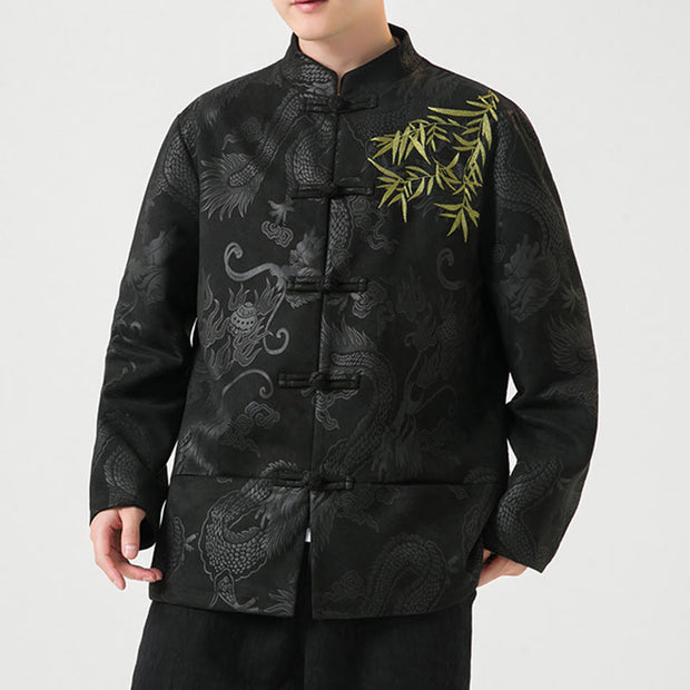 Buddha Stones Bamboo Dragon Frog-Button Desgin Long Sleeve Men's Jacket - image 7
