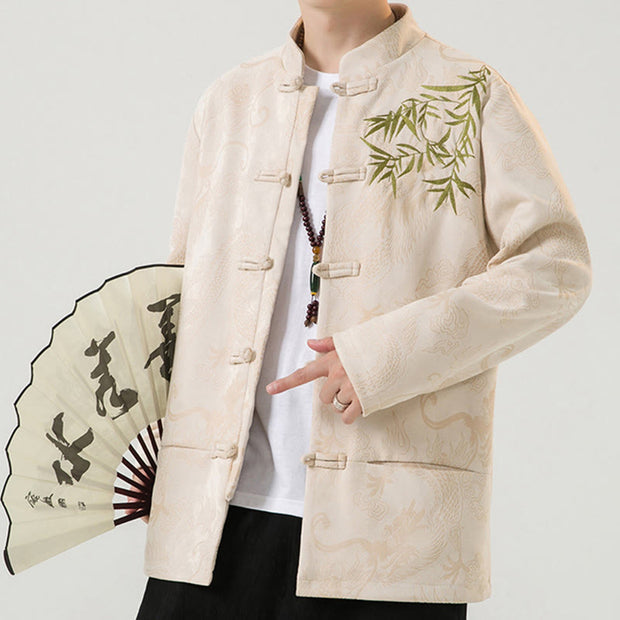 Buddha Stones Bamboo Dragon Frog-Button Desgin Long Sleeve Men's Jacket - image 32