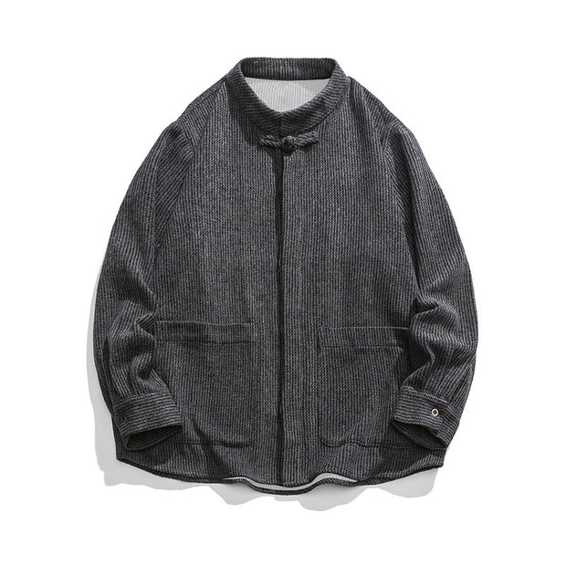 Buddha Stones Solid Color Frog-Button Long Sleeve Men's Cotton Corduroy Jacket With Pockets - image 21