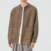Buddha Stones Solid Color Frog-Button Long Sleeve Men's Cotton Corduroy Jacket With Pockets - image 5