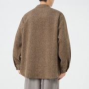 Buddha Stones Solid Color Frog-Button Long Sleeve Men's Cotton Corduroy Jacket With Pockets - image 4