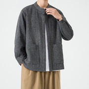 Buddha Stones Solid Color Frog-Button Long Sleeve Men's Cotton Corduroy Jacket With Pockets - image 18