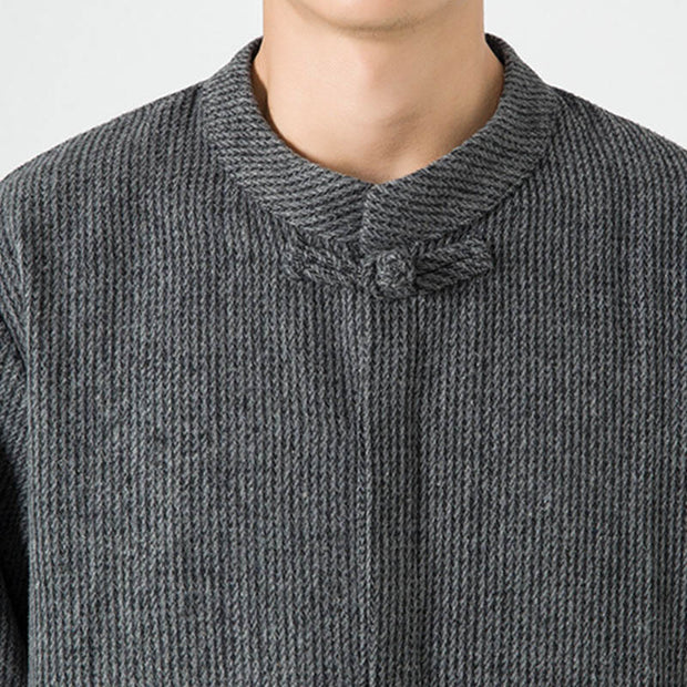 Buddha Stones Solid Color Frog-Button Long Sleeve Men's Cotton Corduroy Jacket With Pockets - image 19