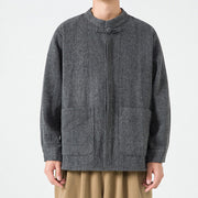 Buddha Stones Solid Color Frog-Button Long Sleeve Men's Cotton Corduroy Jacket With Pockets - image 15