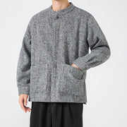 Buddha Stones Solid Color Frog-Button Long Sleeve Men's Cotton Corduroy Jacket With Pockets - image 23